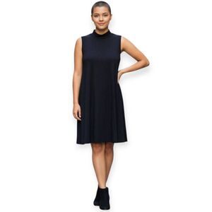 FADED GLORY NAVY BLUE MOCK NECK SWING DRESS SZ.L EUC